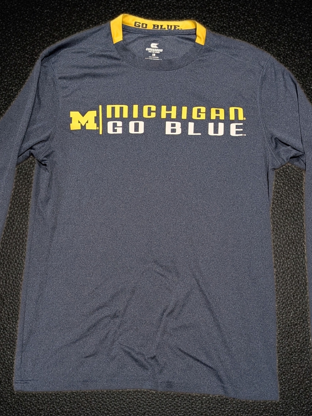Colosseum Navy Long-Sleeve Michigan "Go Blue" Tee with Yellow Accents